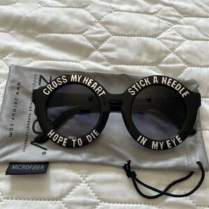 Black round sunglasses Cross My Heart Hope to die stick a needle in my eye